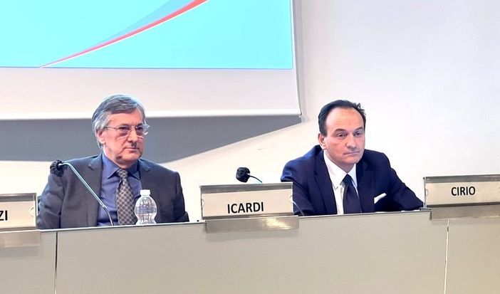 L'assessore Icardi e il governatore Cirio alla presentazione del progetto per il nuovo ospedale tenuta nel febbraio scorso in Provincia