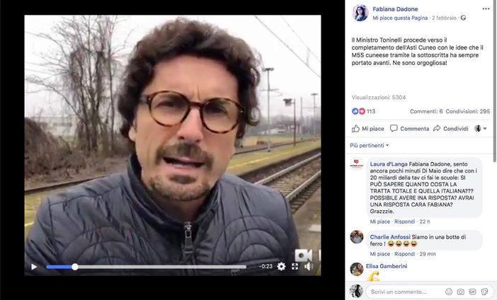 L'intervento del ministro alle Infrastrutture e Trasporti Danilo Toninelli