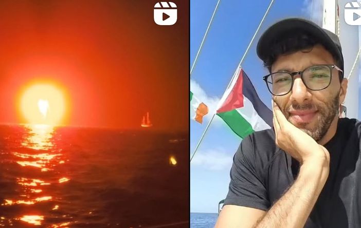 Abderrahmane Amajou in un frame dei video postati a bordo della Flotilla