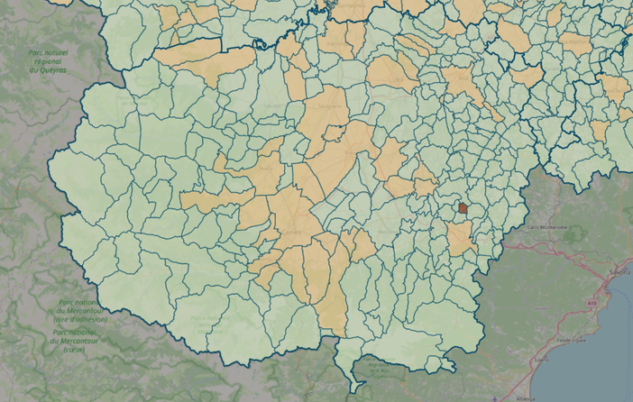 LA MAPPA DEL 18 LUGLIO - IN MARRONE SCURO I CENTRI CON INDICE SUPERIORE A 18 CONTAGI OGNI 1.000 ABITANTI