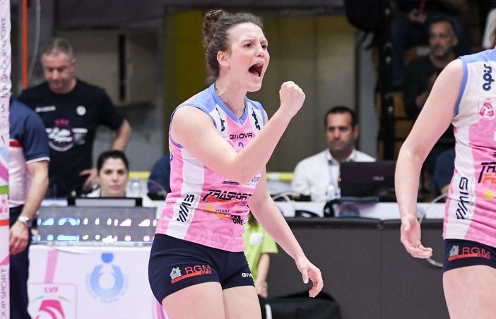 Un'esultanza di Francesca Scola nella passata stagione (credit Tiziana Bettinelli)