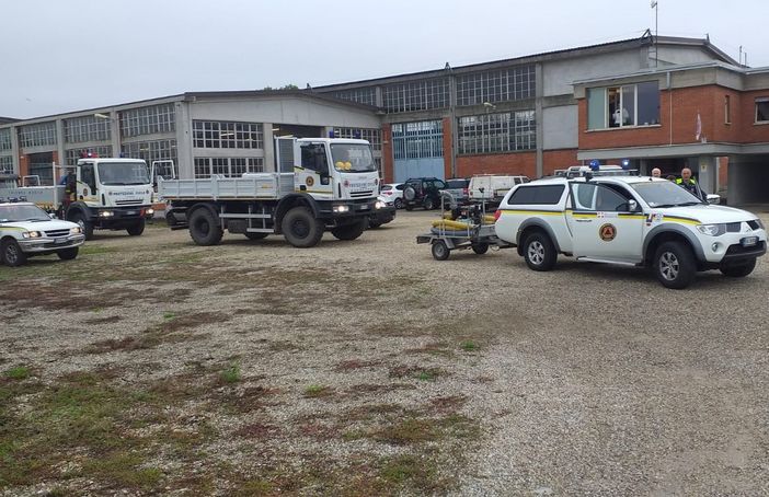 Colonna mobile della Protezione Civile cuneese nell'Alessandrino per l'emergenza maltempo