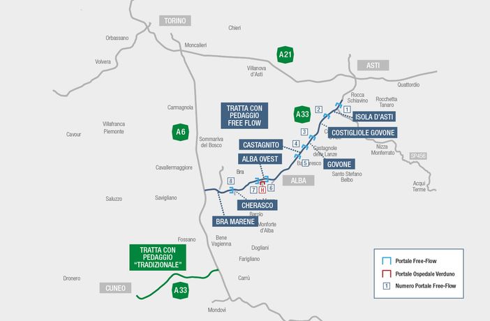 Free flow sull'Asti Cuneo: "Chi si recherà all'ospedale di Verduno non pagherà il pedaggio"
