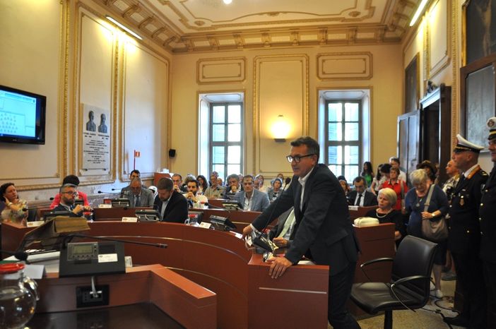 Un momento della seduta di insediamento del Consiglio comunale