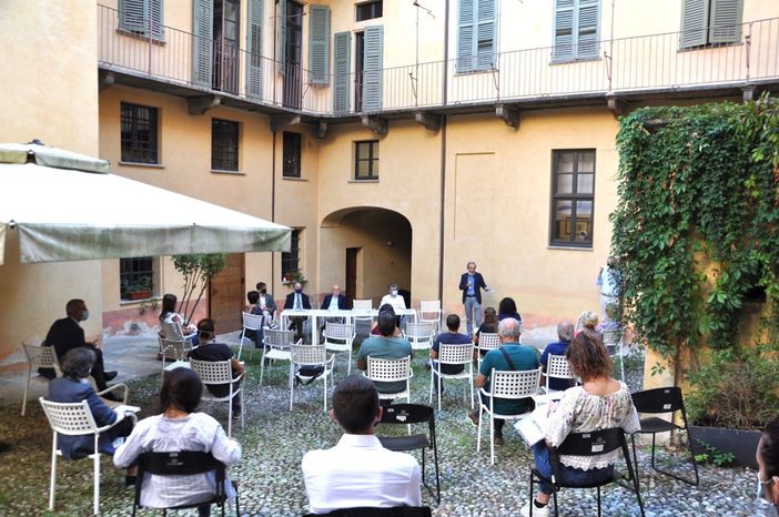 Un momento della presentazione tenuta a Palazzo Mathis