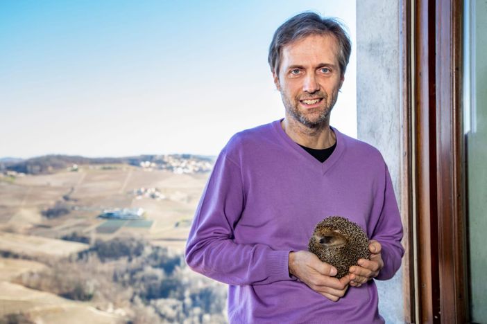 Il veterinario Massimo Vacchetta, da otto anni gestisce il centro recupero ricci "La Ninna" di Novello