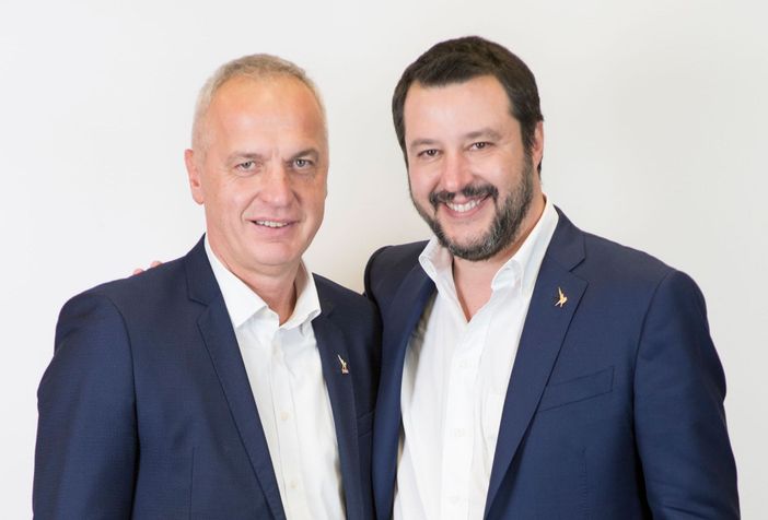 Il senatore Giorgio Maria Bergesio e il ministro alle Infrastrutture Matteo Salvini