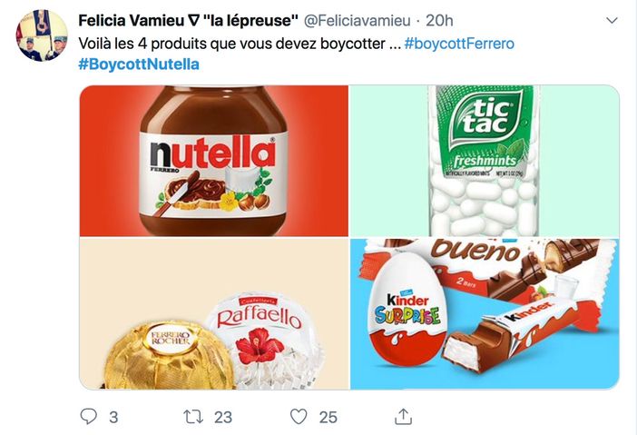 "Ecco i prodotti che dovete boicottare", si legge su uno dei tanti tweet collegati all'hashtag #BoycottNutella