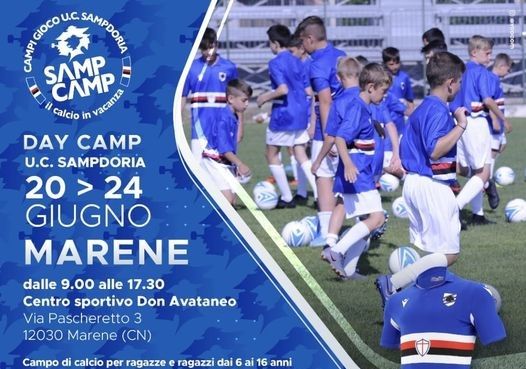A Marene tornano i Sam Camp, una stupenda esperienza formativa con lo staff di istruttori abilitati di Sampdoria Calcio A Marene tornano i Sam Camp, una stupenda esperienza formativa con lo staff di istruttori abilitati di Sampdoria Calcio
