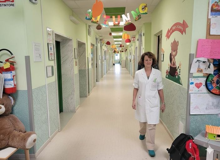 Immagine modificata con l'AI. In foto la dottoressa Tappi in reparto Immagine modificata con l'AI. In foto la dottoressa Tappi in reparto