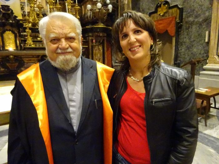 In foto Enzo Bianchi con Silvia Gullino In foto Enzo Bianchi con Silvia Gullino