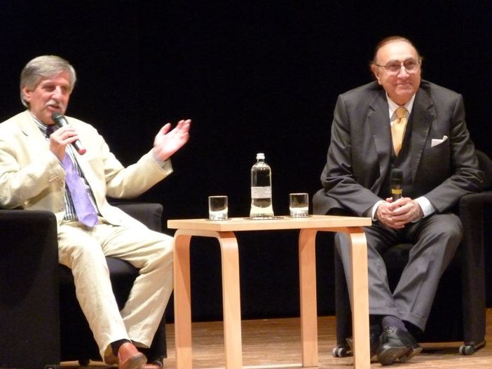 Pippo Baudo con Giorgio Simonelli nel giugno 2011 (Foto Gisella Divino)