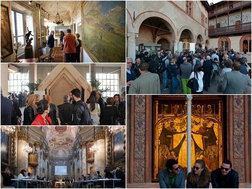 Casa Cavassa e la locandina  della mostra dedicata ai manifesti della propaganda cinese