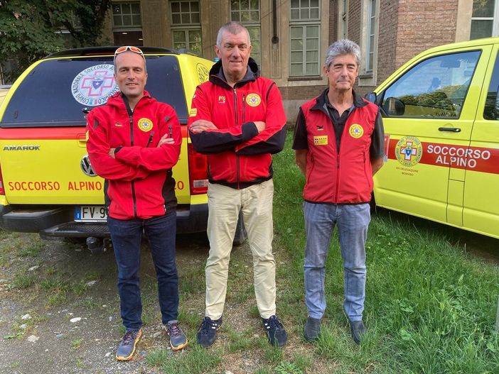 La nuova presidenza del Soccorso Alpino e Speleologico Piemontese. Da sinistra Daniele Fontana vice vicario, Luca Giaj Arcota presidente e Giulio Frangioni vice ordinario