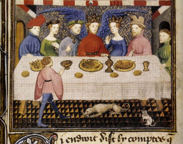 Il banchetto del Voto del Pavone alla corte del Dio d’Amore (dal Livre du Chevalier errant) Il banchetto del Voto del Pavone alla corte del Dio d’Amore (dal Livre du Chevalier errant)