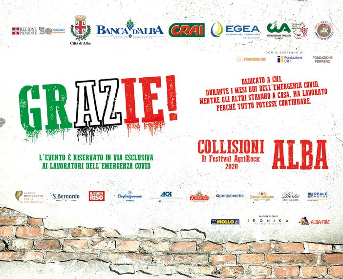 Al via il festival “Grazie” di Collisioni, per ringraziare tutti coloro che nei mesi bui del Covid hanno lavorato in prima linea per il territorio