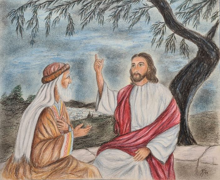 “Gesù e Nicodemo”, disegno dell’artista braidese Pinuccia Sardo “Gesù e Nicodemo”, disegno dell’artista braidese Pinuccia Sardo