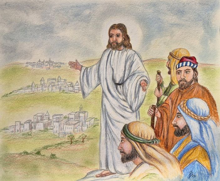 “Gesù annuncia i segni dei tempi”, disegno dell’artista braidese Pinuccia Sardo “Gesù annuncia i segni dei tempi”, disegno dell’artista braidese Pinuccia Sardo