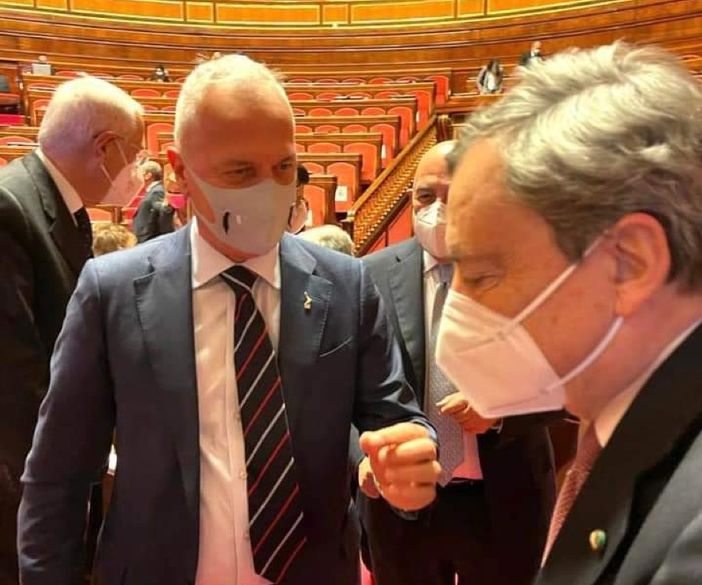 Giorgio Maria Bergesio a Palazzo Madama col premier uscente Mario Draghi