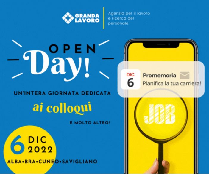 Granda Lavoro: il 6 dicembre torna l'Open Day ad Alba, Bra, Cuneo e Savigliano