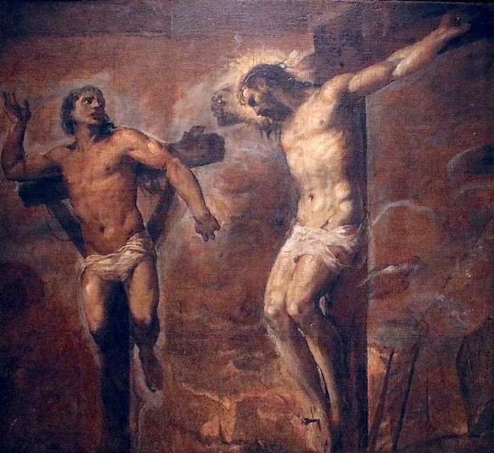 Gesù Cristo e il buon ladrone, olio su tela di Tiziano Vecellio, Pinacoteca Nazionale di Bologna