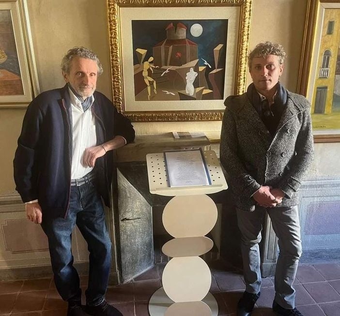 Il pittore Franco Gotta con il figlio Matteo