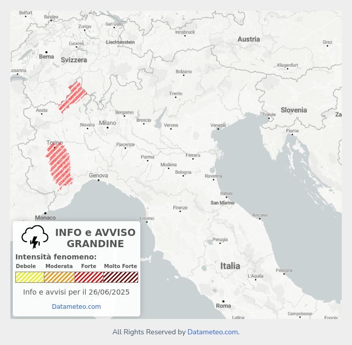 Pomeriggio di allerta gialla per temporali: attese grandinate e forti raffiche di vento