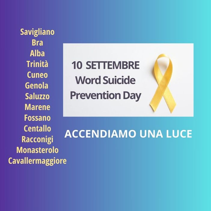 "Accendiamo una luce" sul tema del suicidio: il 10 settembre tanti comuni della Granda pronti ad illuminarsi