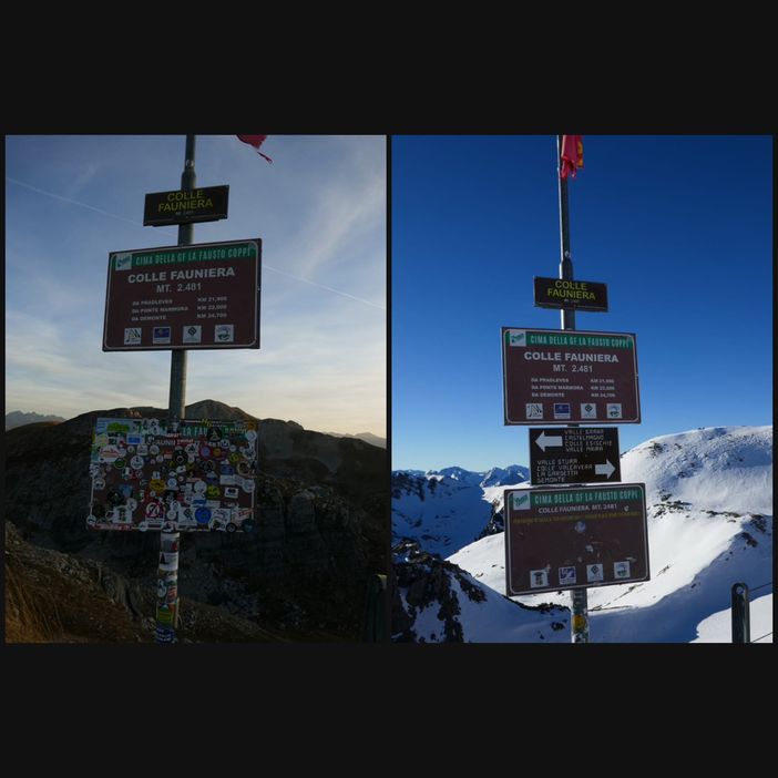 Rimossi tutti gli adesivi dal cartello che segna l'arrivo al mitico Colle Fauniera Rimossi tutti gli adesivi dal cartello che segna l'arrivo al mitico Colle Fauniera