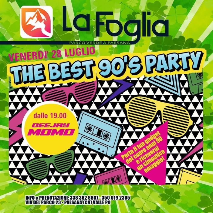 Serata Anni 90 al Parco “La foglia” di Paesana
