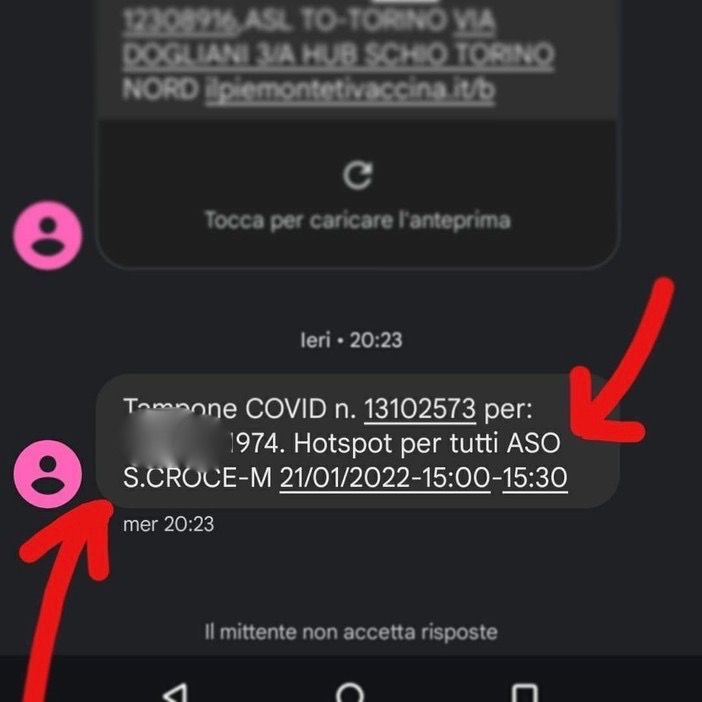Torinese positivo al Covid deve venire a fare il tampone a Cuneo