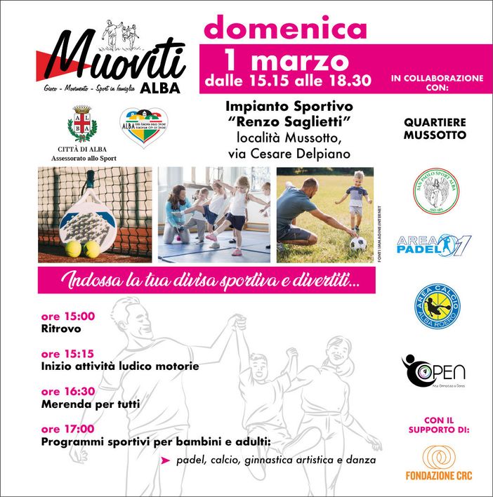 Domenica 1 marzo indossa la tua divisa e divertiti a “Muoviti Alba” Domenica 1 marzo indossa la tua divisa e divertiti a “Muoviti Alba”