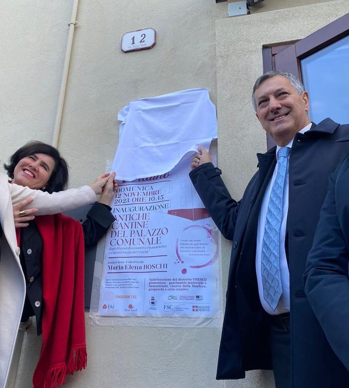 Antiche cantine di Verduno,  l’assessore Icardi all’inaugurazione del restauro finanziato dalla Regione