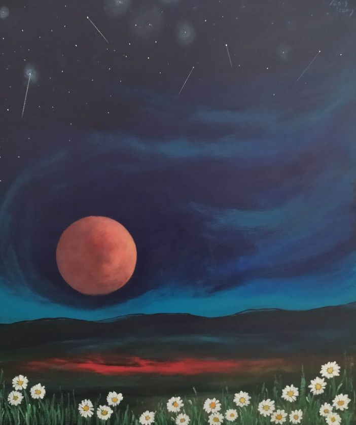 La Luna Rosa vista dal pittore braidese Franco Gotta