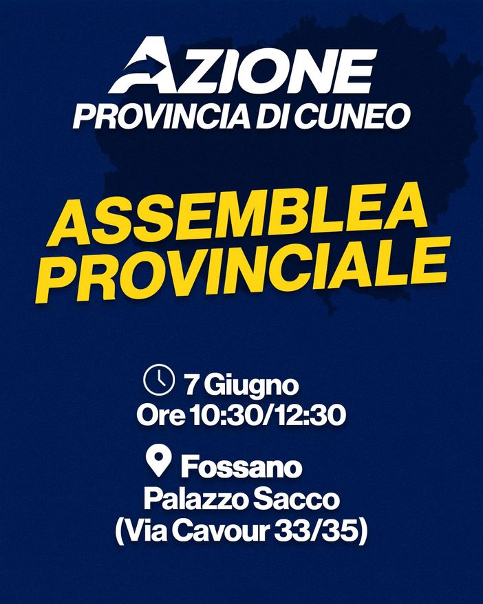 Azione Cuneo convoca l'assemblea provinciale a Fossano per il 7 giugno