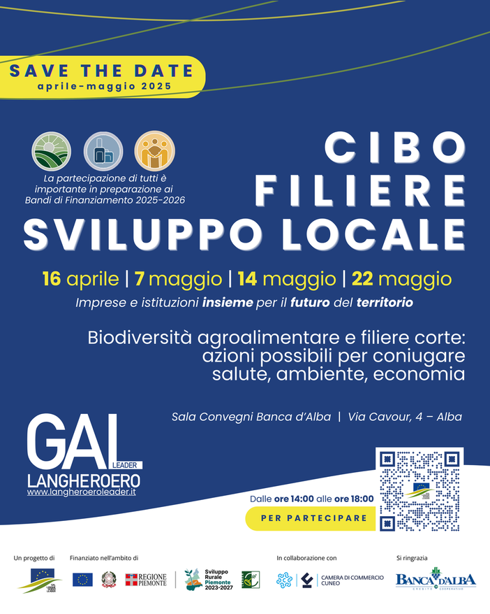 Cibo, filiere, sviluppo sociale: quattro appuntamenti per costruire il futuro del territorio