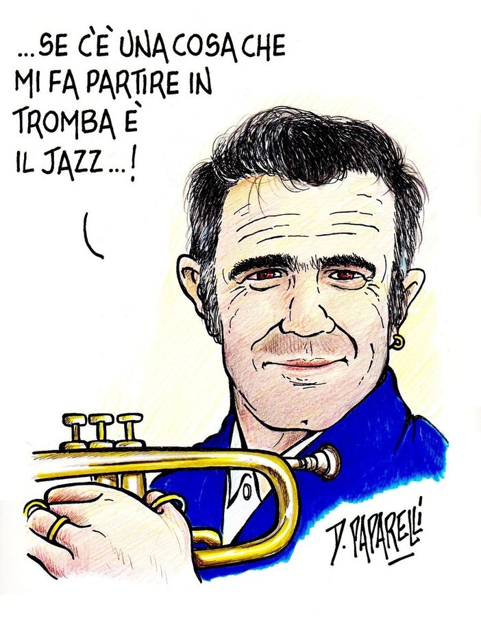 La vignetta di Paparelli omaggia Paolo Fresu, domani in concerto a Cherasco