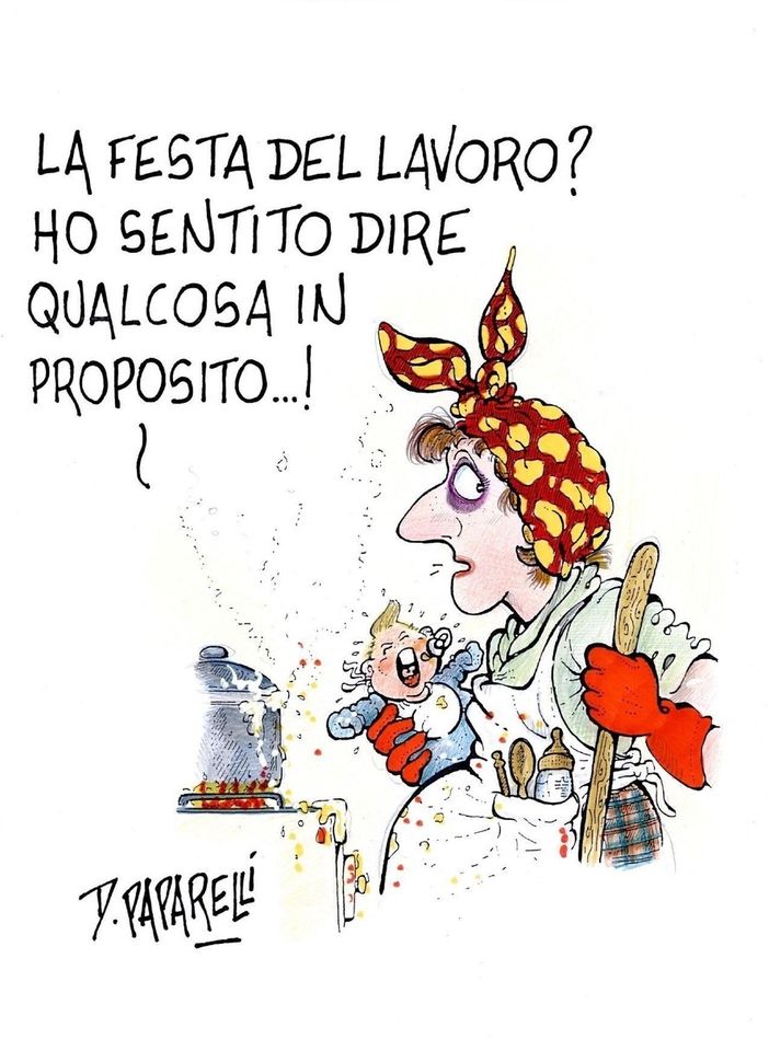 Primo Maggio, la Festa del Lavoro, vista da chi probabilmente preferirebbe la Festa del Riposo. Nuova vignetta di Danilo Paparelli