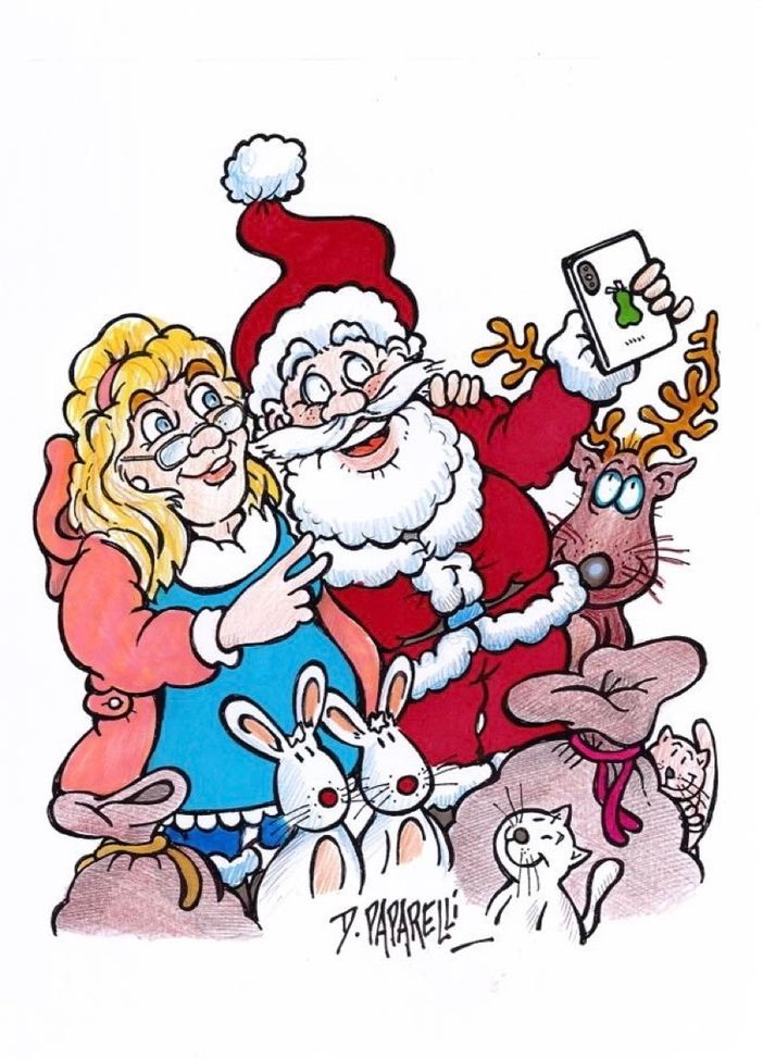 Babbo Natale e la Befana, personaggi tra i più amati dai bambini, ritratti dall'inconfondibile matita di Danilo Paparelli