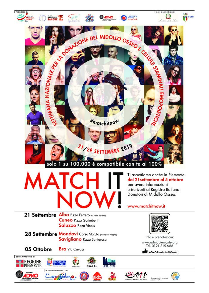Donazione midollo osseo: a Bra la campagna MATCH IT NOW!