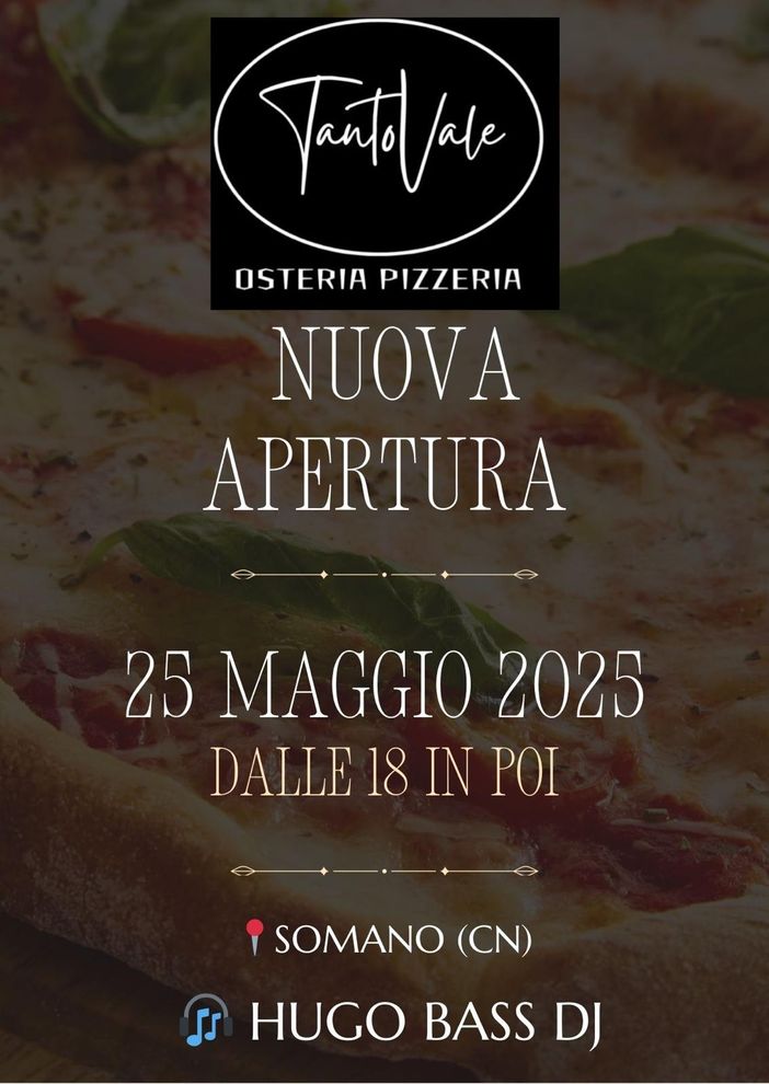 TantoVale apre a Somano: nuova osteria pizzeria con festa inaugurale il 25 maggio