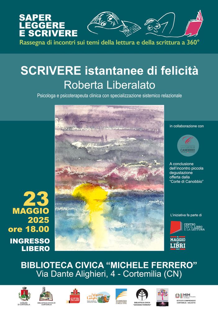 "Saper leggere e scrivere", venerdì 23 maggio l'ottavo incontro nella biblioteca civica di Cortemilia "Saper leggere e scrivere", venerdì 23 maggio l'ottavo incontro nella biblioteca civica di Cortemilia