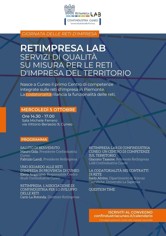 "Retimpresa lab": a Cuneo nasce il network di Confindustria che offre servizi alle aziende che fanno rete