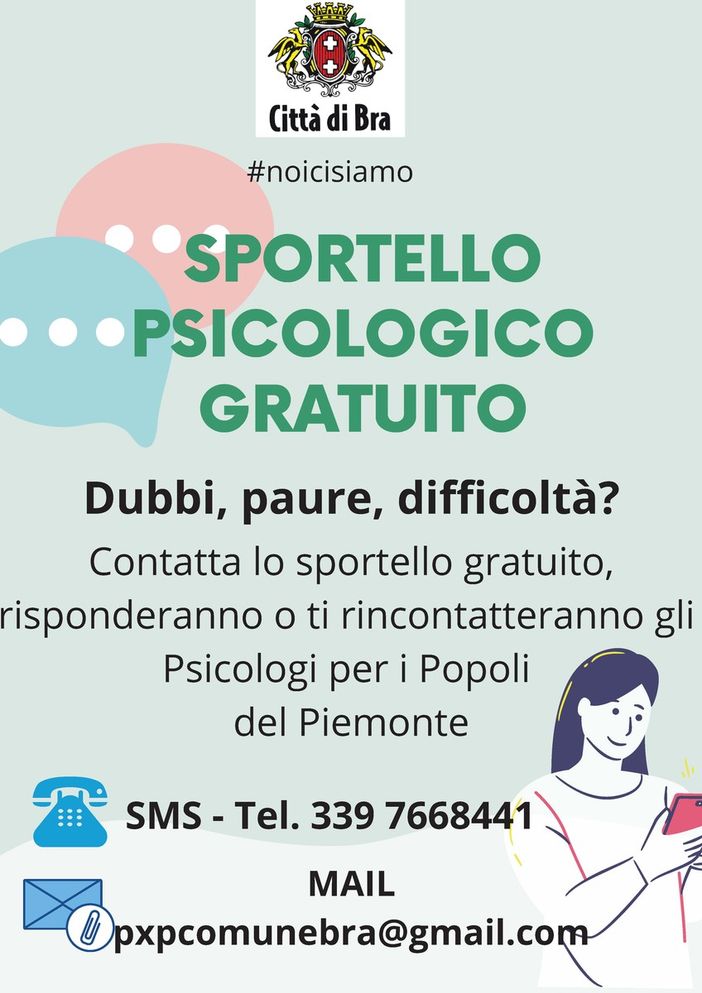 Bra: torna lo sportello telefonico psicologico di ascolto Bra: torna lo sportello telefonico psicologico di ascolto