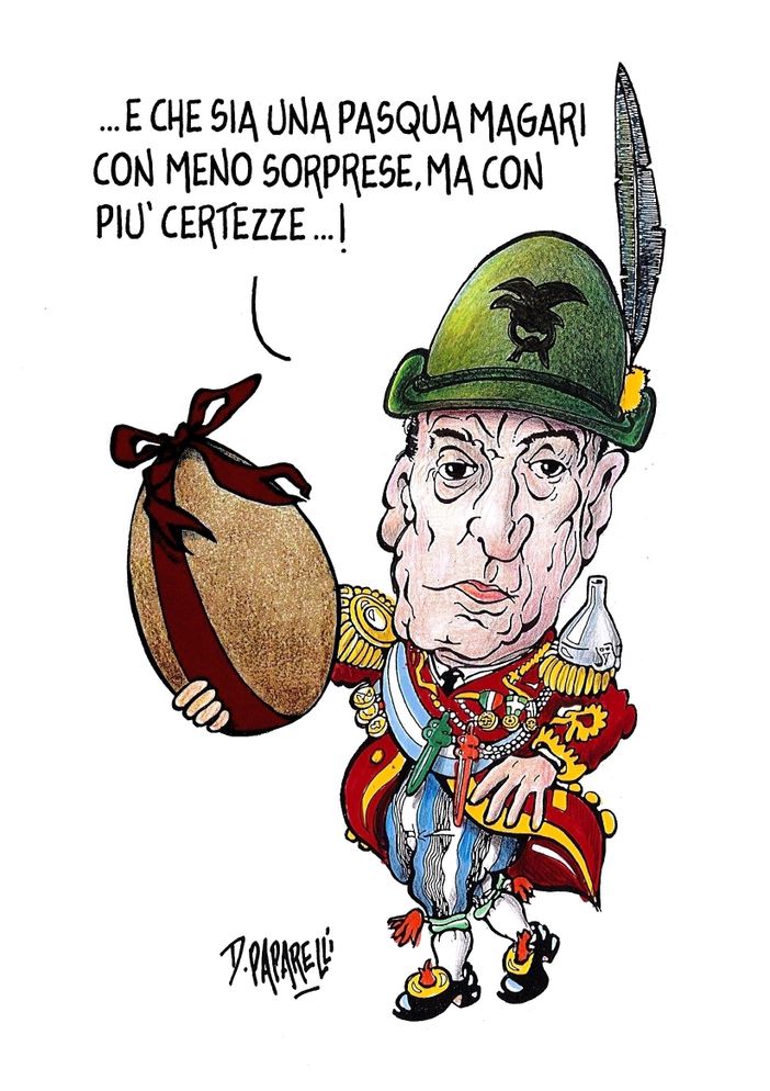 La vignetta di Pasqua e gli auguri degli Uomini di Mondo che auspicano un ritorno alla normalità in questo periodo oltremodo confuso e spiazzante