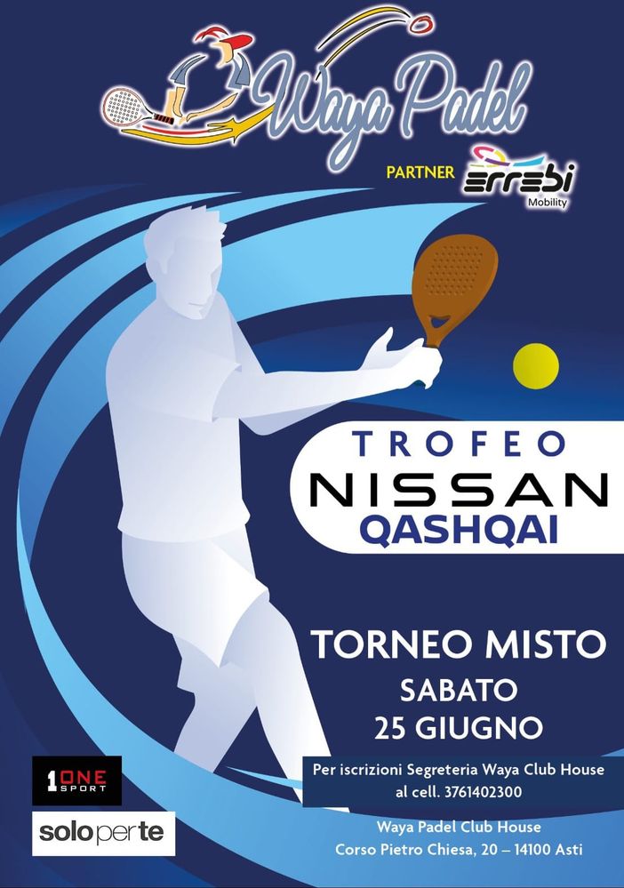 Errebi Nissan annuncia due importanti novità: la partnership con Waya Padel di Asti e il nuovo Nissan Qashqai Motorizzazione E-Power
