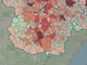 LA MAPPA DEL 28 MARZO - IN MARRONE SCURO I CENTRI CON INDICE SUPERIORE A 18 CONTAGI OGNI 1.000 ABITANTI