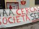 Uno striscione di contestazione nei confronti della società biancorossa nell'anno 2019 Uno striscione di contestazione nei confronti della società biancorossa nell'anno 2019