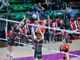 La centrale statunitense Jaelyn Keene in azione nel match con Perugia (foto di Danilo Ninotto)