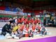 La Honda Cuneo Grande Volley in festa dopo la vittoria al tie break su Firenze (foto di Danilo Ninotto)